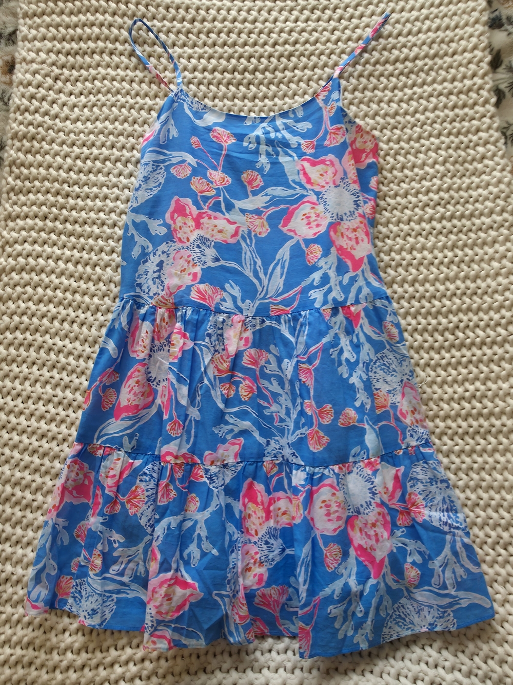 Lilly Pulitzer Blue Sundress with Pink & White Floral Print